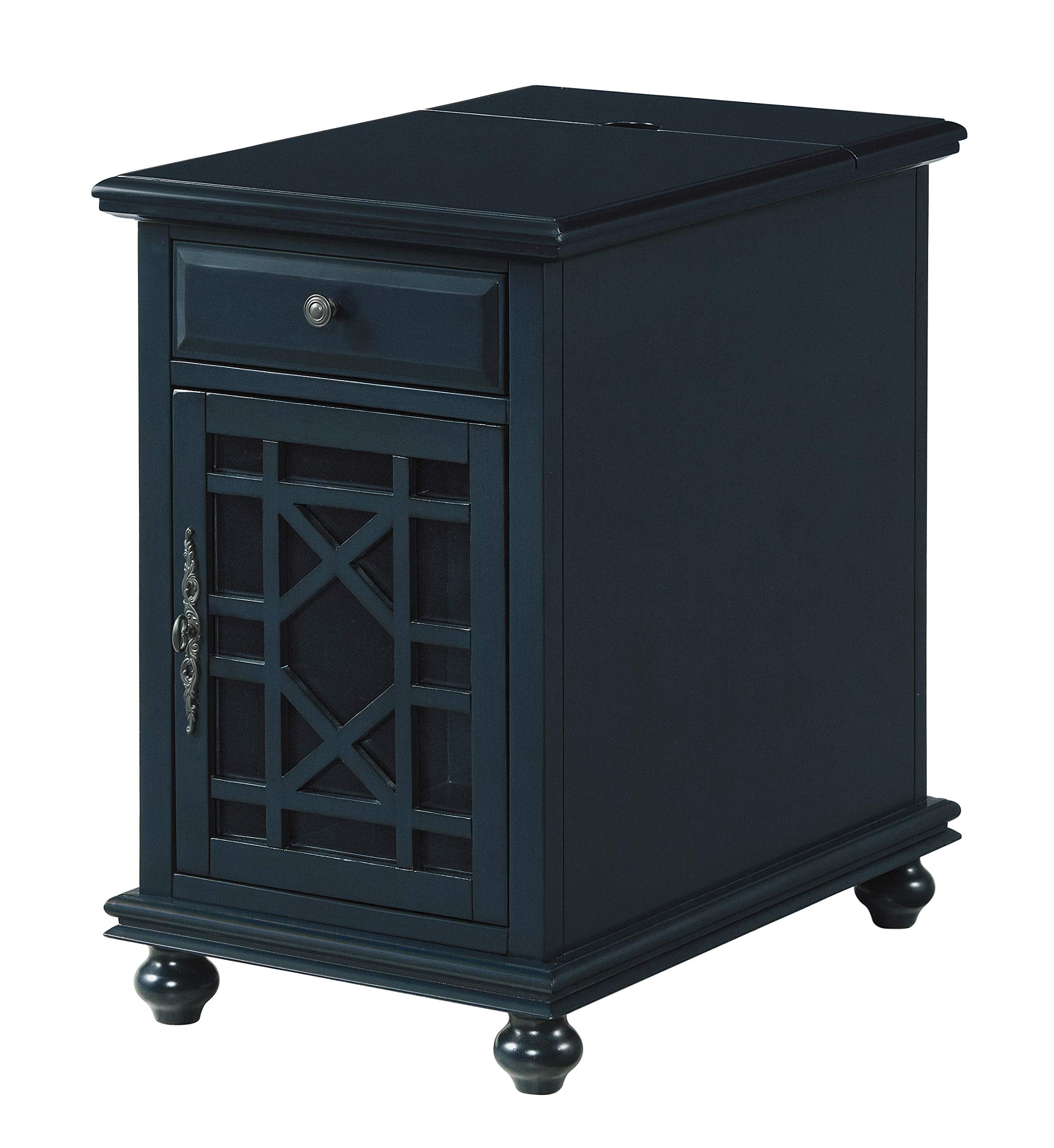 Martin Svensson Home Elegant Chairside End Table with Power, Catalina Blue